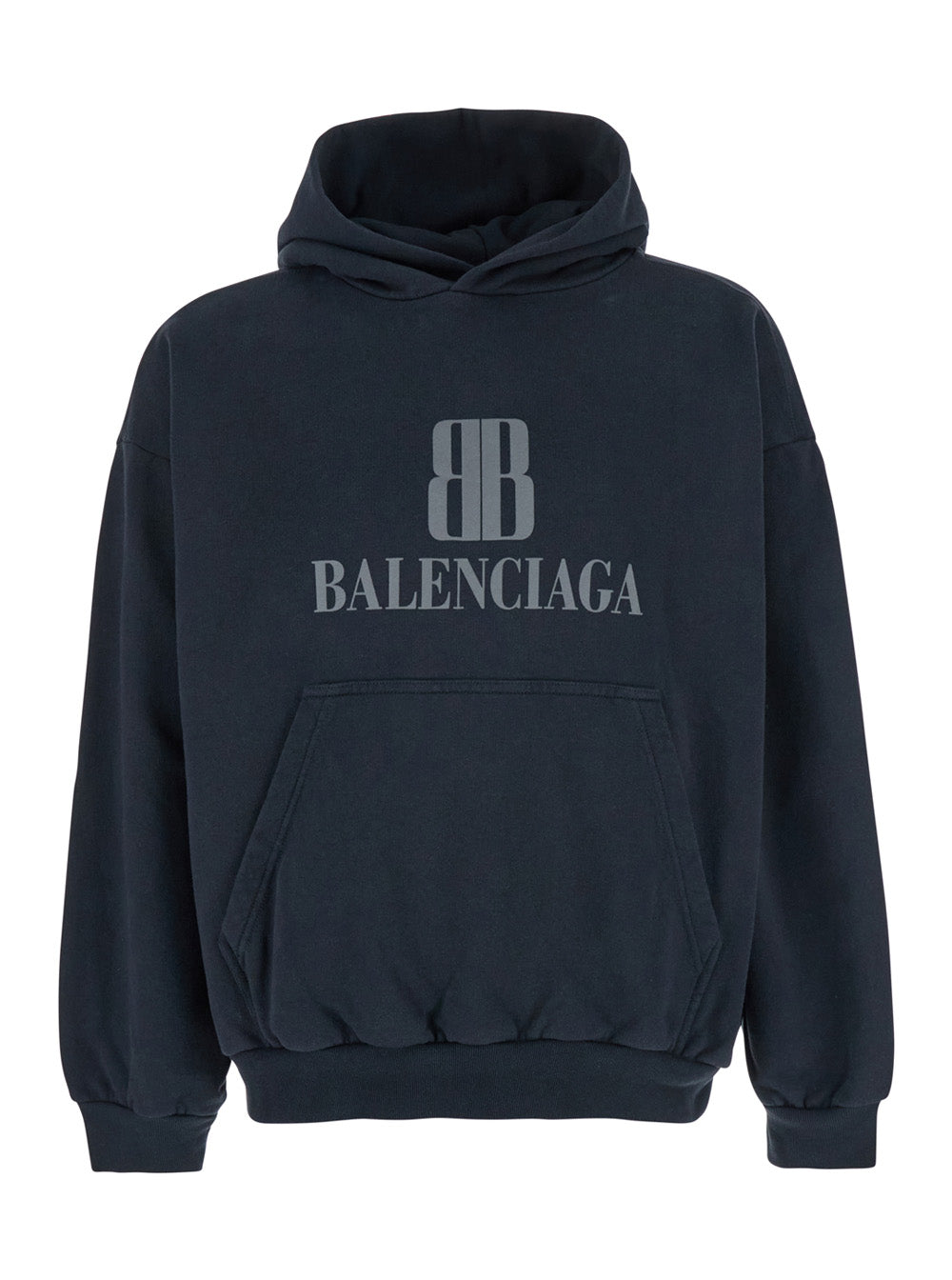 Balenciaga Men Black Hoodie With Fixed Hood And Logo Lettering On The Front In Cotton Man