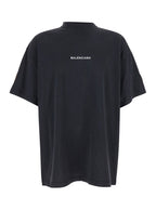 Balenciaga Men Black Crewneck T-Shirt With Logo Lettering On The Front And Logo Patch On The Sleeve In Cotton Man