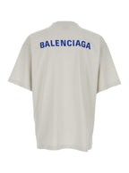 Balenciaga Men White Crewneck T-Shirt With Logo Lettering On Front And Rear In Cotton Man