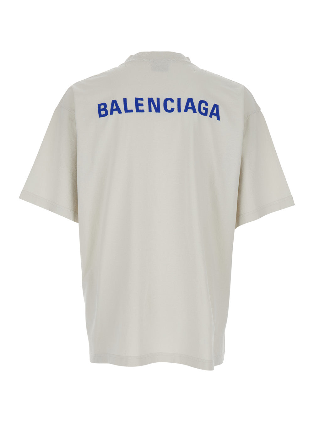 Balenciaga Men White Crewneck T-Shirt With Logo Lettering On Front And Rear In Cotton Man