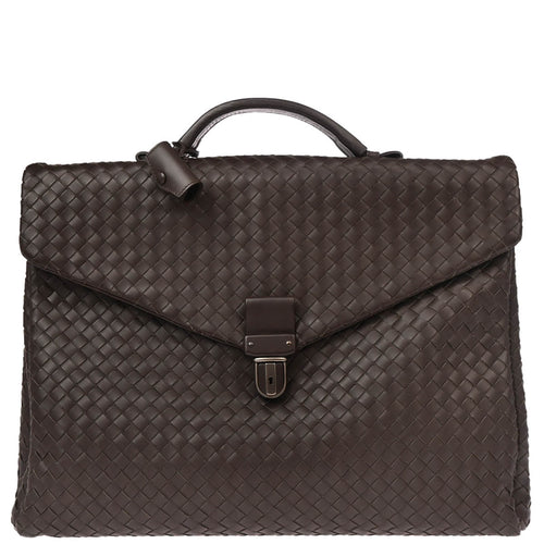 Bottega Veneta Brown Intrecciato Briefcase Handbag