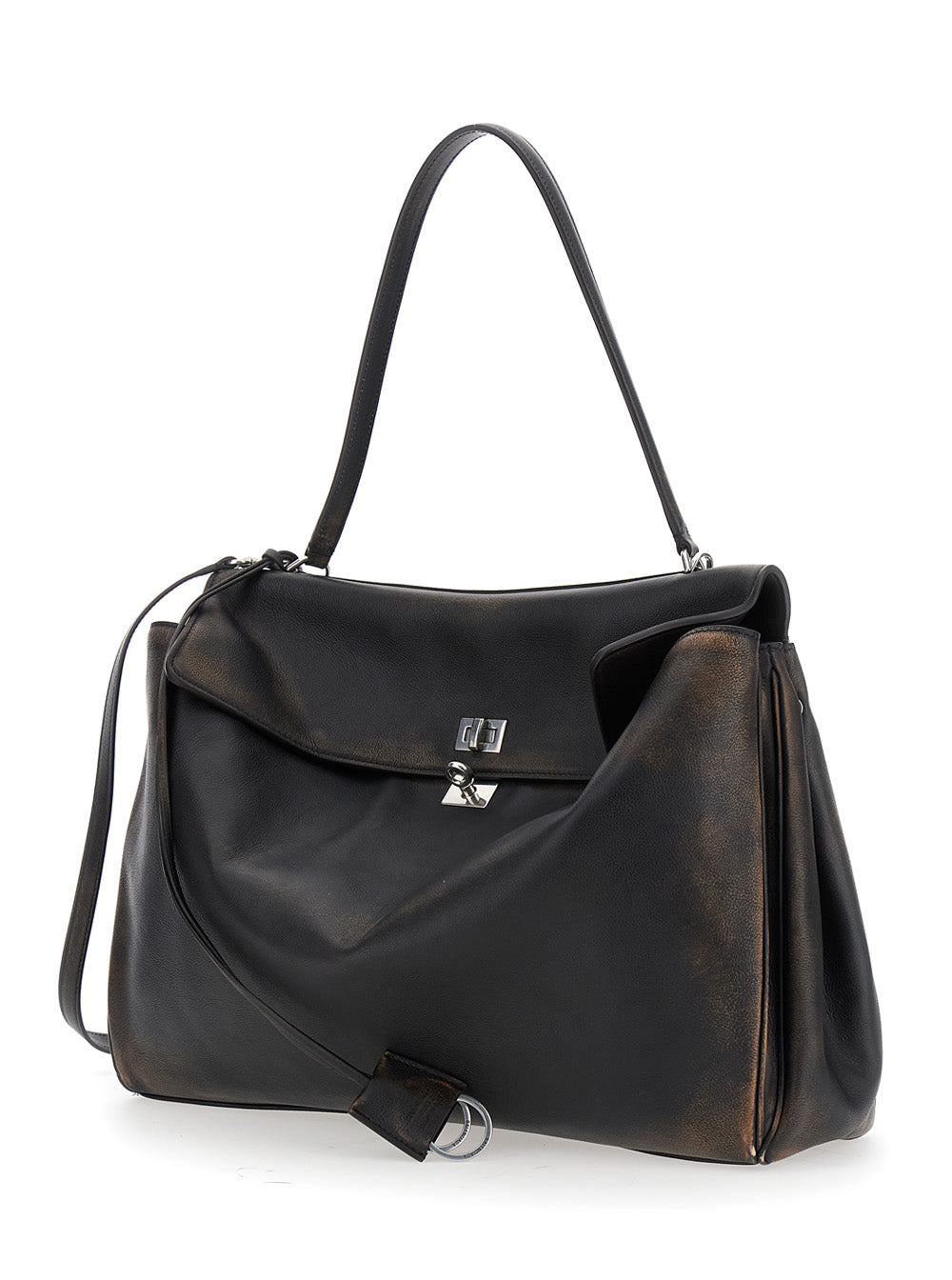 Balenciaga Men 'Rodeo' Brown Large Shoulder Bag With Removable Shoulder Strap In Leather Woman