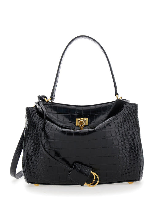 Balenciaga Women 'Rodeo' Black Small Handbag With Detachable Key Holder In Leather Woman