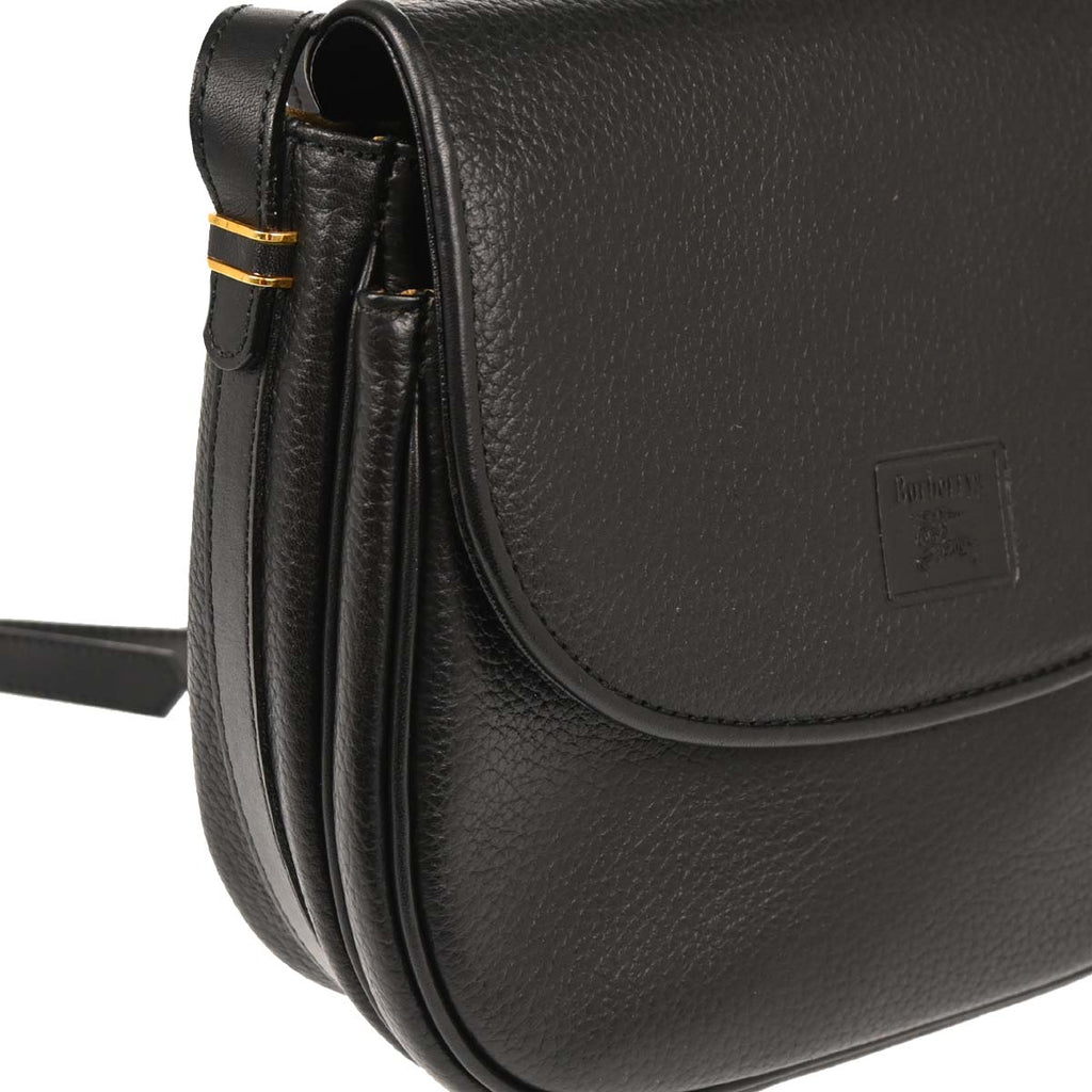 Burberrys Black Leather Crossbody Shoulder Bag