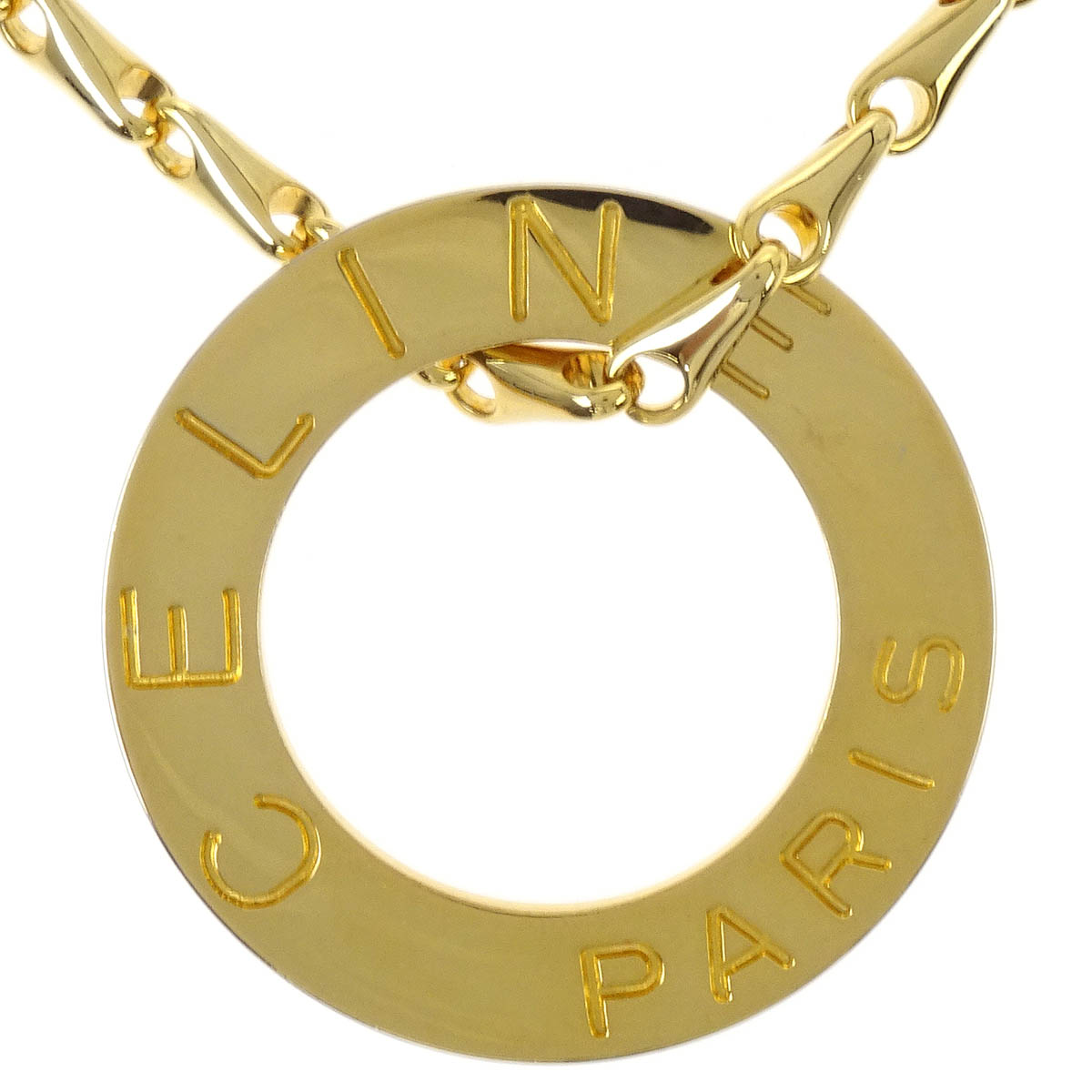 Celine Gold Chain Pendant Medallion Round Circle Necklace 90