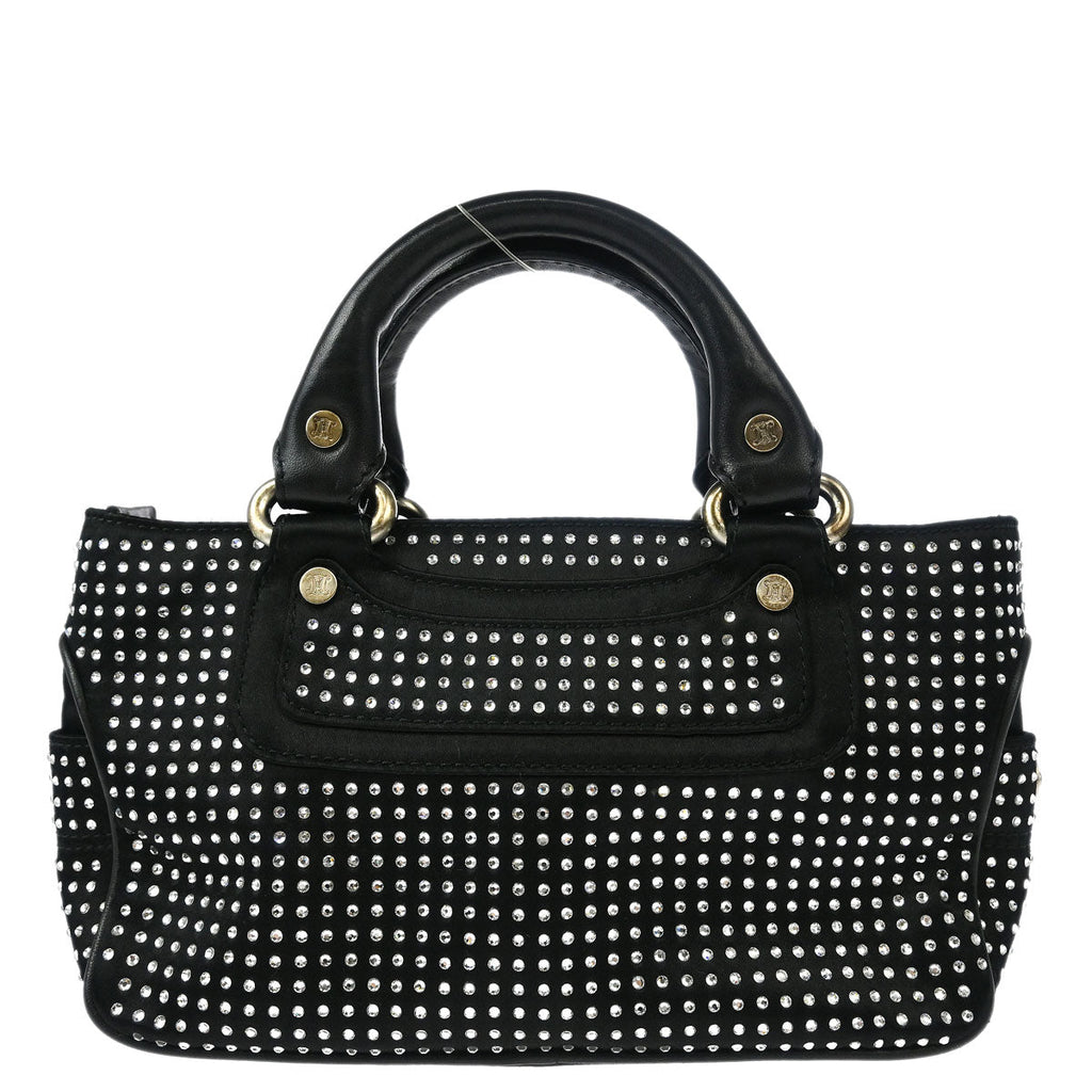 Celine Black Satin Rhinestone Mini Boogie Handbag