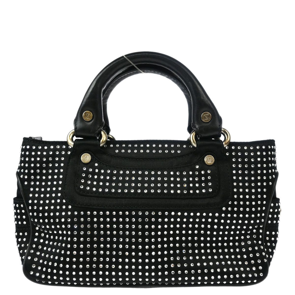 Celine Black Satin Rhinestone Mini Boogie Handbag
