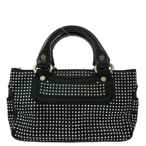 Celine Black Satin Rhinestone Mini Boogie Handbag