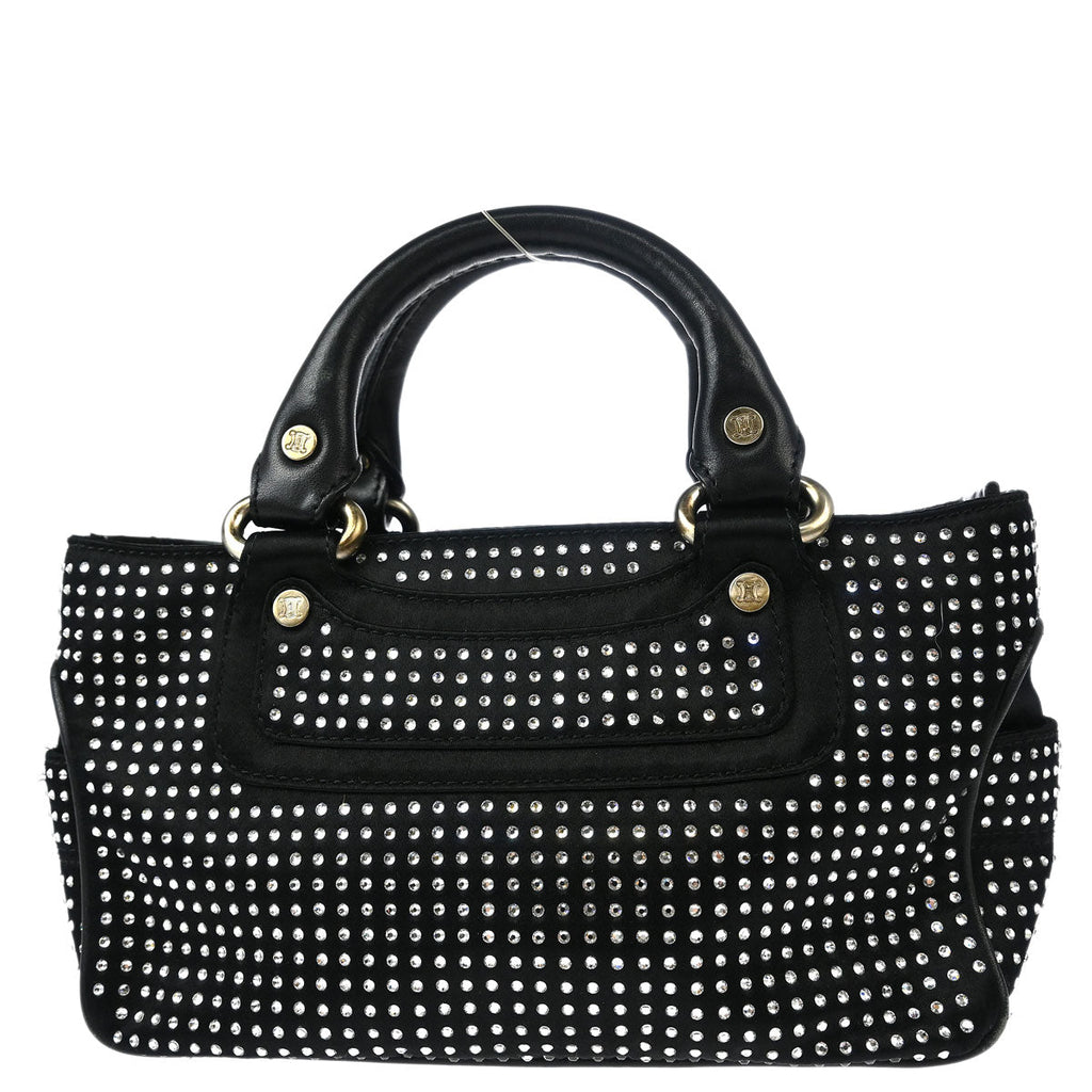 Celine Black Satin Rhinestone Mini Boogie Handbag
