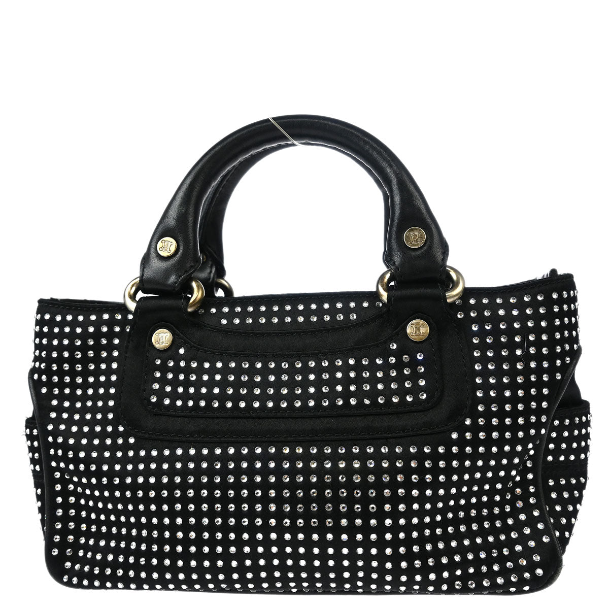 Celine Black Satin Rhinestone Mini Boogie Handbag