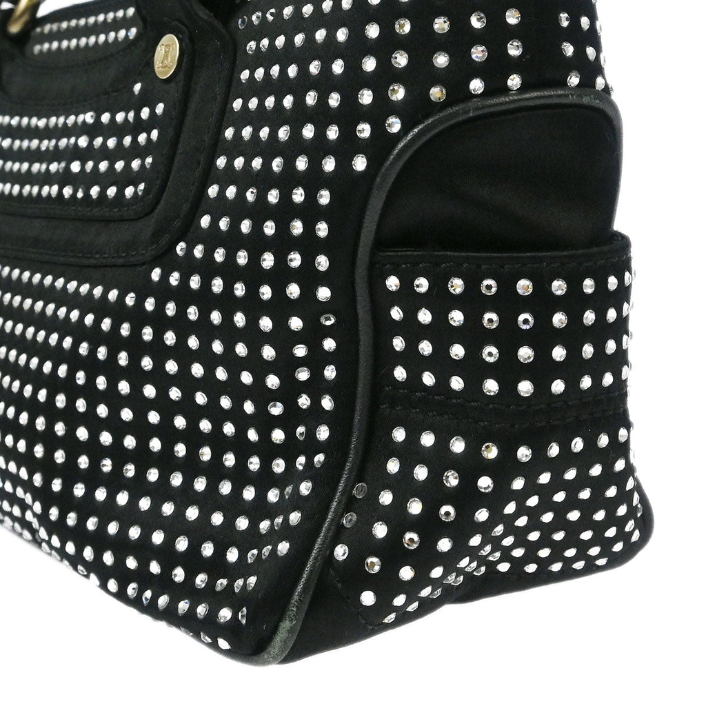 Celine Black Satin Rhinestone Mini Boogie Handbag