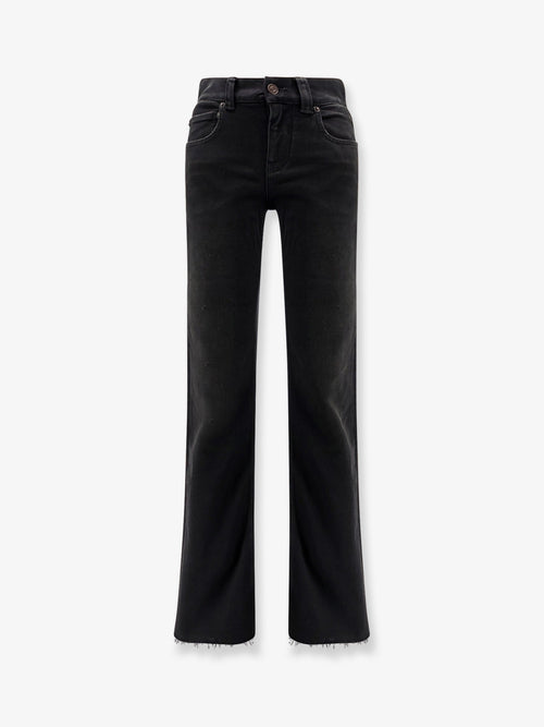 Balenciaga Women Denim Trousers With Frayed Edges