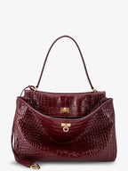 Balenciaga Women Rodeo Leather Shoulder Bag With Croco Effect