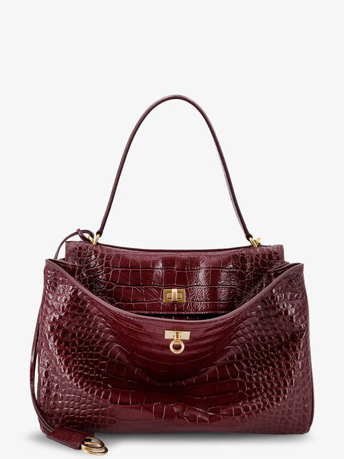 Balenciaga Women Rodeo Leather Shoulder Bag With Croco Effect