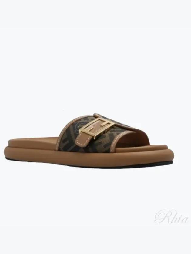 Fendi FF Baguette Slide Slippers Brown