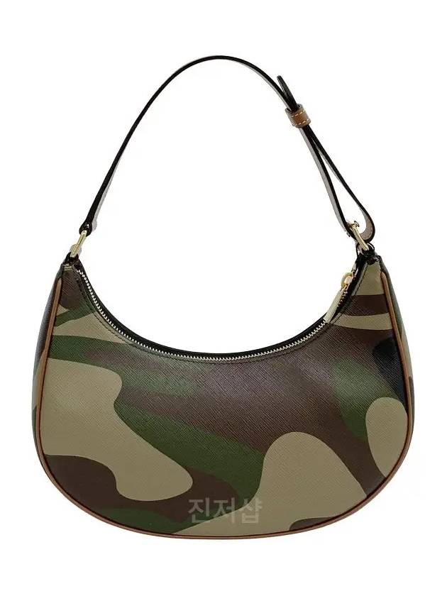 CELINE Ava Camouflage Canvas Shoulder Bag Green