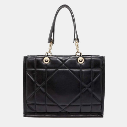 Dior Black Leather Cannage Essential Chain Tote Bag Size Medium
