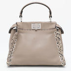 Fendi Beige Selleria Leather Mini Peekaboo Top Handle Bag..