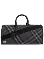 Burberry Grid Check Duffel Bag Charcoal