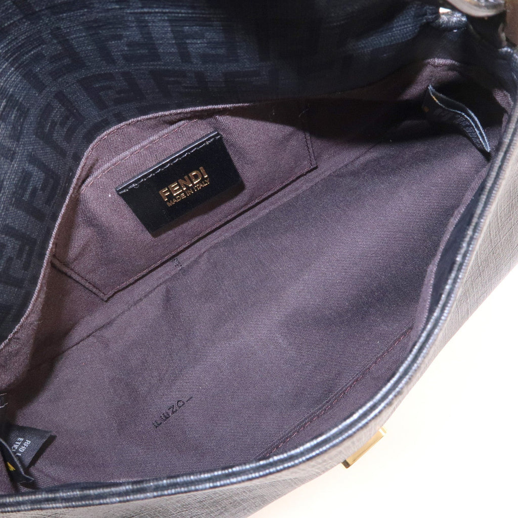 FENDI Zucchino Mamma Baguette PVC Leather Hand Bag Black 8BR180