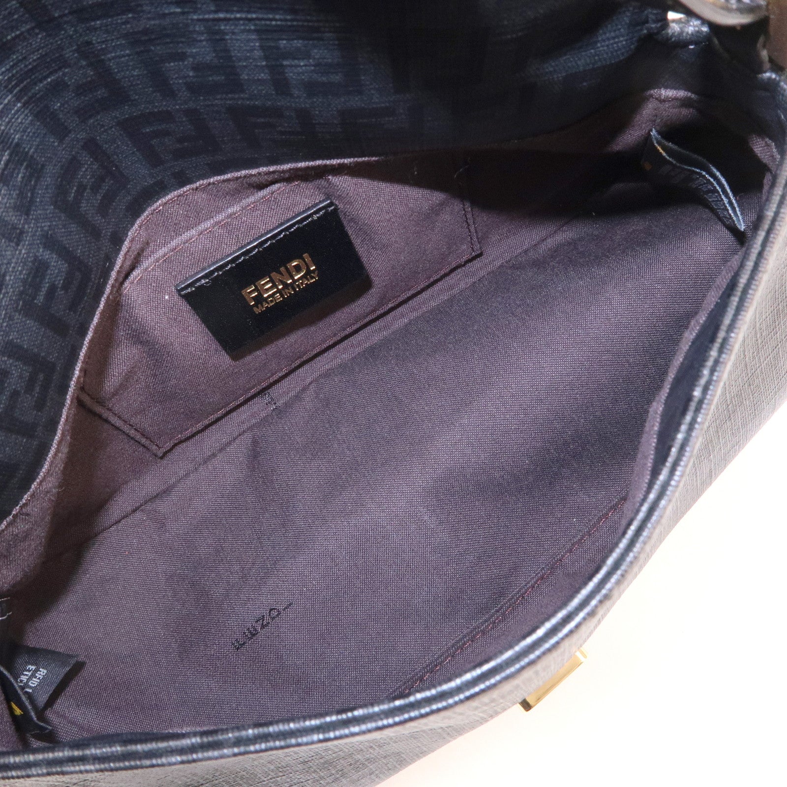 FENDI Zucchino Mamma Baguette PVC Leather Hand Bag Black 8BR180