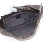 FENDI Zucca Mamma Baguette Canvas Leather Bag Brown Black 26424