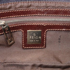 FENDI Denim Leather Shoulder Bag Hand Bag Navy Brown 26640