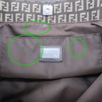 FENDI Zucchino Canvas Leather Tote Bag Beige Brown 8BH104