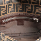 FENDI Zucca Mamma Baguette Canvas Leather Shoulder Bag Brown 26424