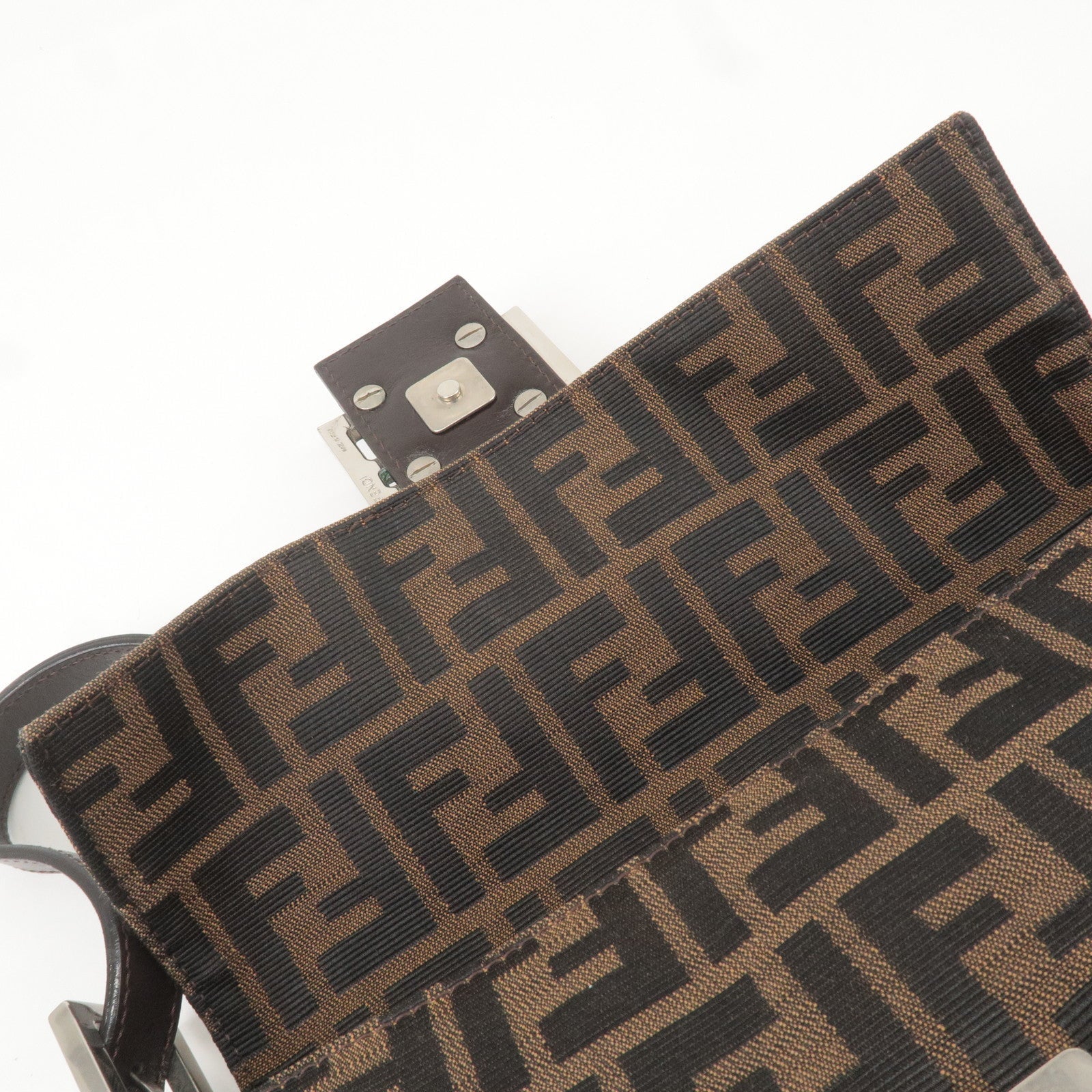 FENDI Mamma Baguette Zucca Canvas Leather Bag Beige 26424