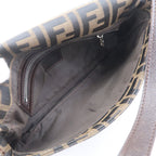 FENDI Mamma Baguette Zucca Canvas Leather Bag Brown 26424