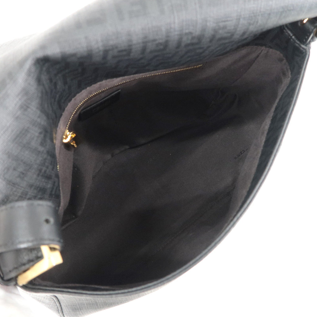 FENDI Zucchino Mamma Baguette PVC Leather Bag Black 8BR001