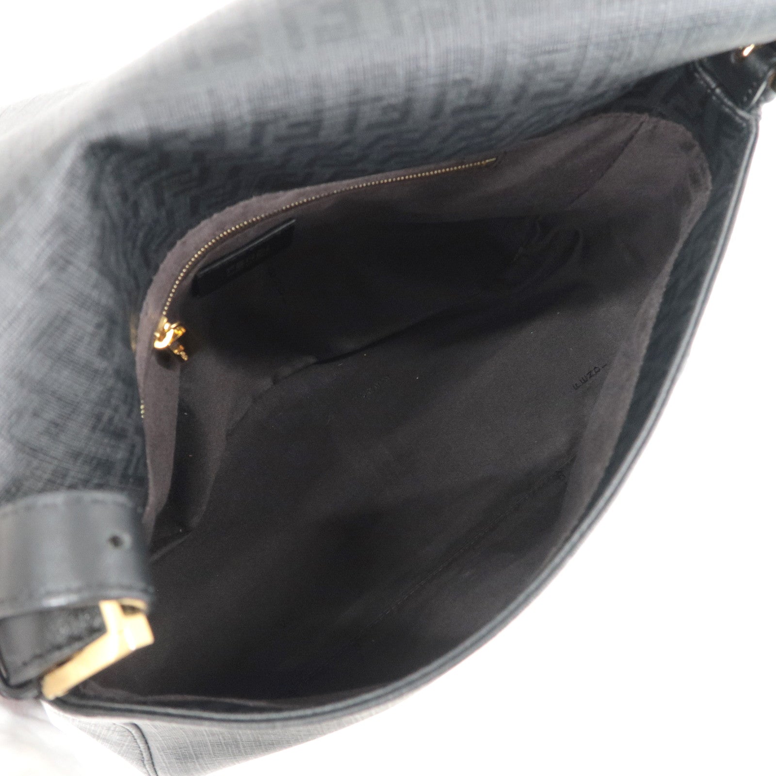 FENDI Zucchino Mamma Baguette PVC Leather Bag Black 8BR001