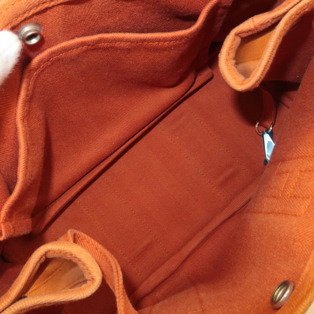 HERMES Toile Chevrons Leather Valparaiso PM Bag I Stamp Orange