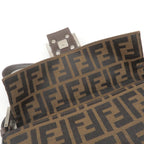 FENDI Zucca Mamma Baguette Canvas Leather Bag Brown Black 26424