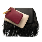 Fendi Triplets Fringe Pouch Backpack 8BS001 Black White Red Leather  Fendi