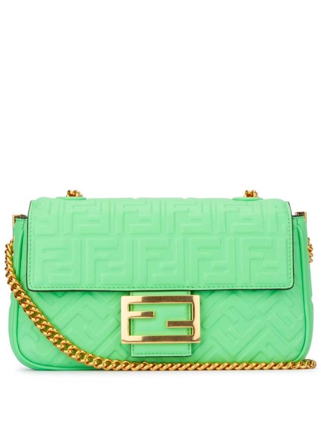 Fendi Baguette Medium Nappa Leather Chain Shoulder Bag Green