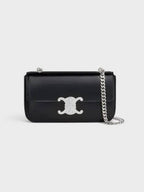 CELINE Triomphe Shiny Calfskin Chain Shoulder Bag Black
