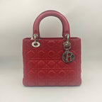 CHRISTIAN DIOR Lambskin Cannage Medium Lady Dior Red B22-06