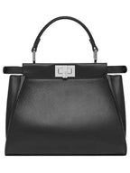 Fendi Peekaboo Mini Leather Tote Bag Black