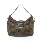 Fendi Zucchino Canvas Leather Shoulder Bag