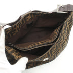 Fendi Zucchino Canvas Leather Shoulder Bag