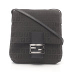 Fendi Zucchino Canvas Leather Shoulder Bag