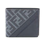 Fendi Diagonal Bifold Wallet PVC Leather Navy