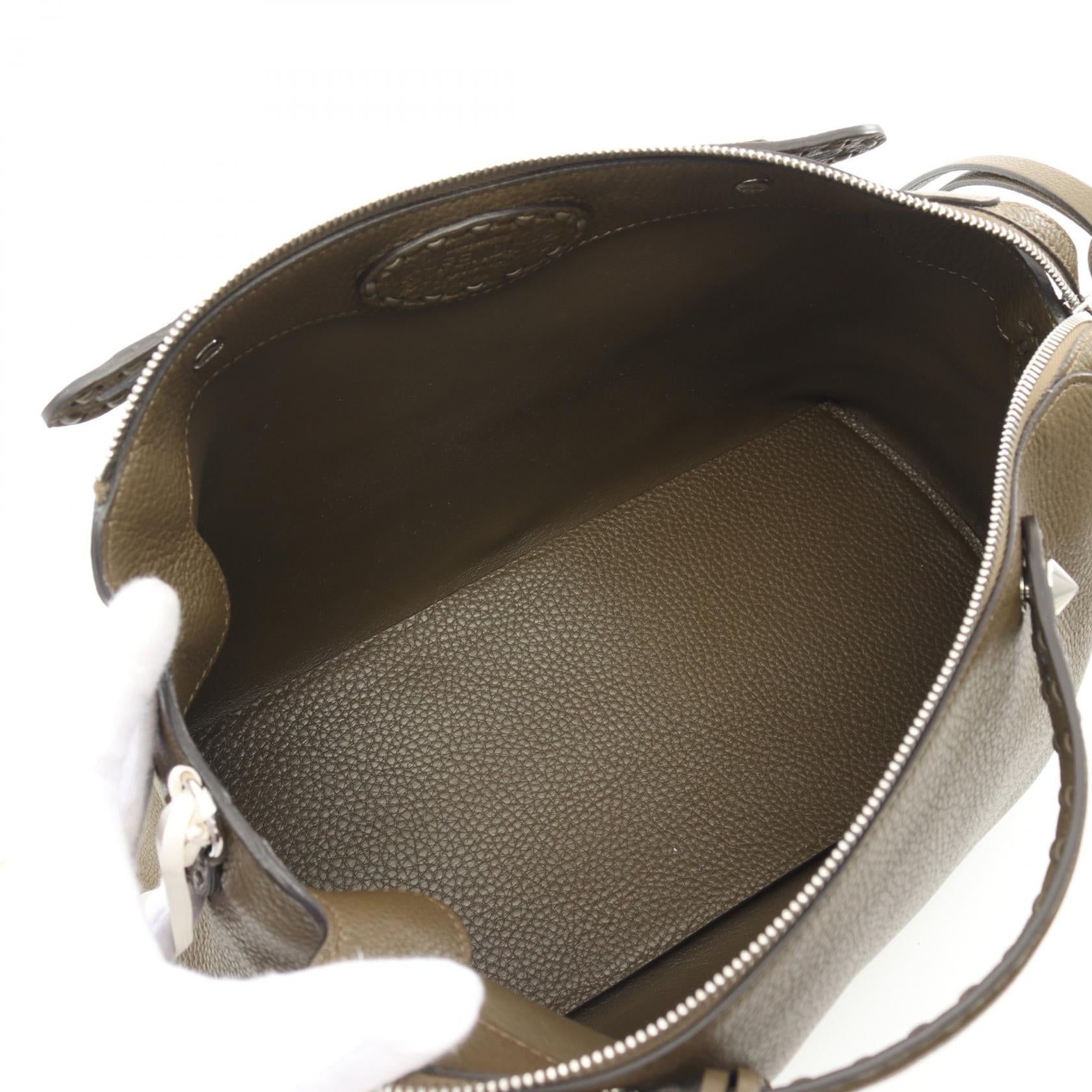 Fendi By The Way Large Leather Handbag Khaki