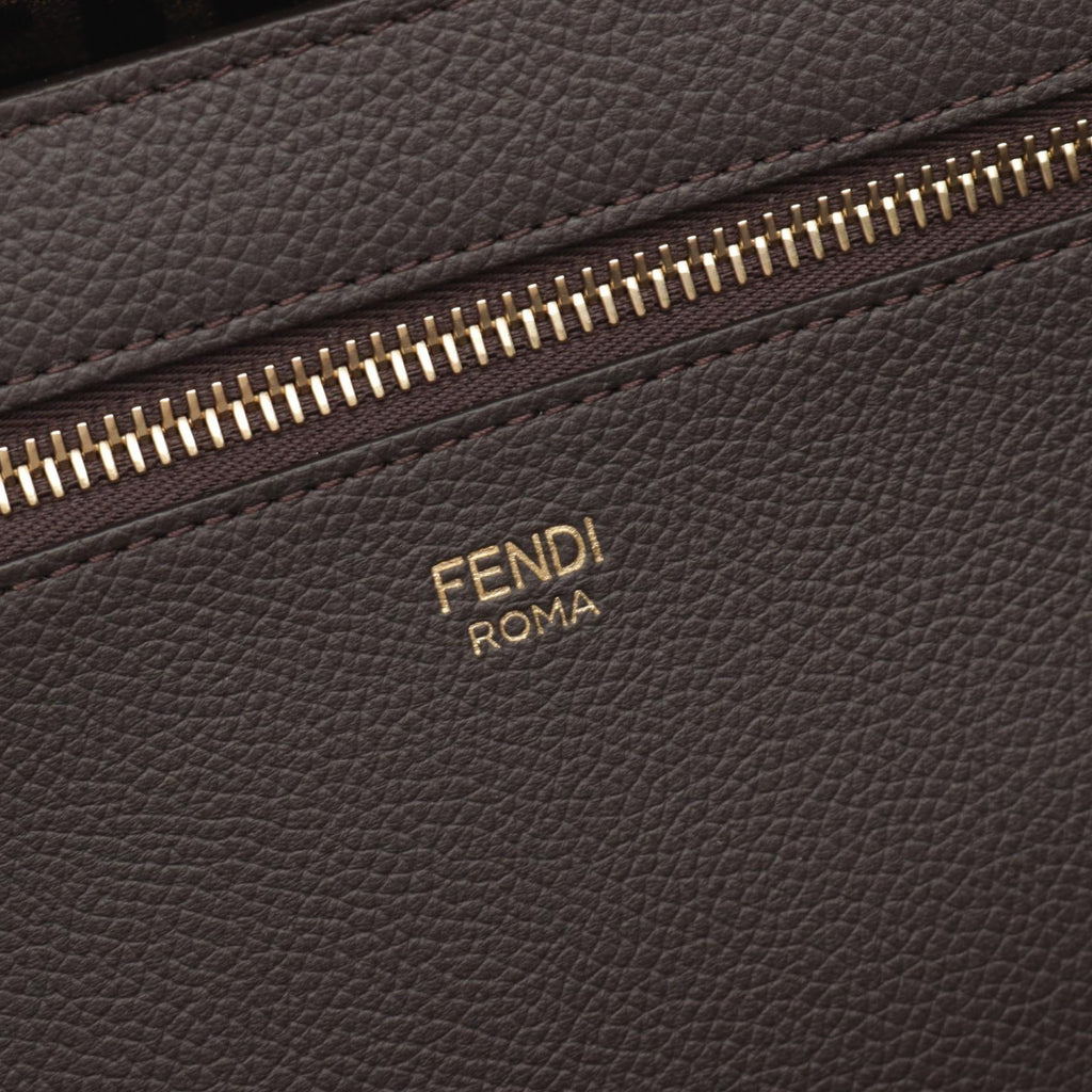 Fendi Canvas Leather Large Roll Tote Bag