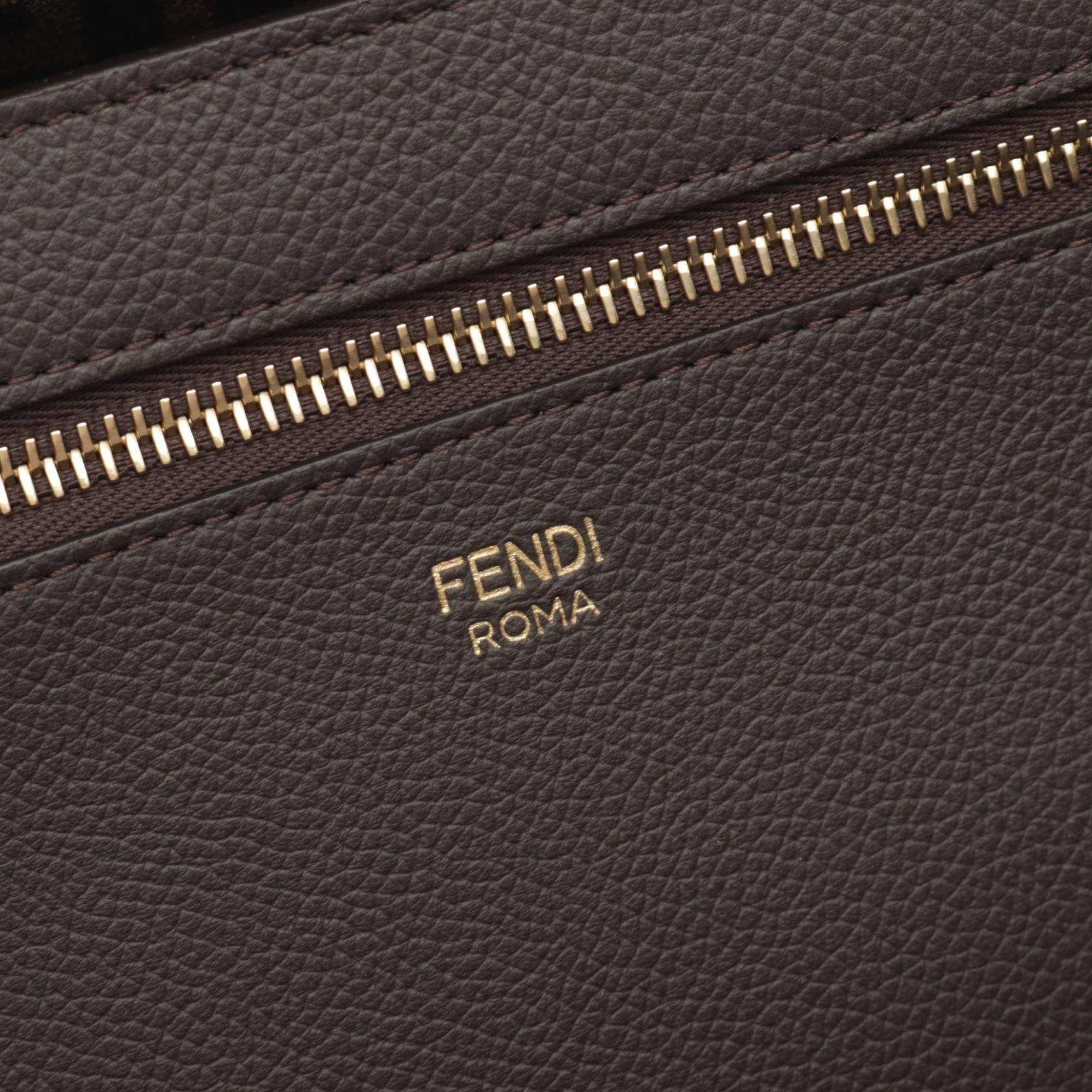 Fendi Canvas Leather Large Roll Tote Bag