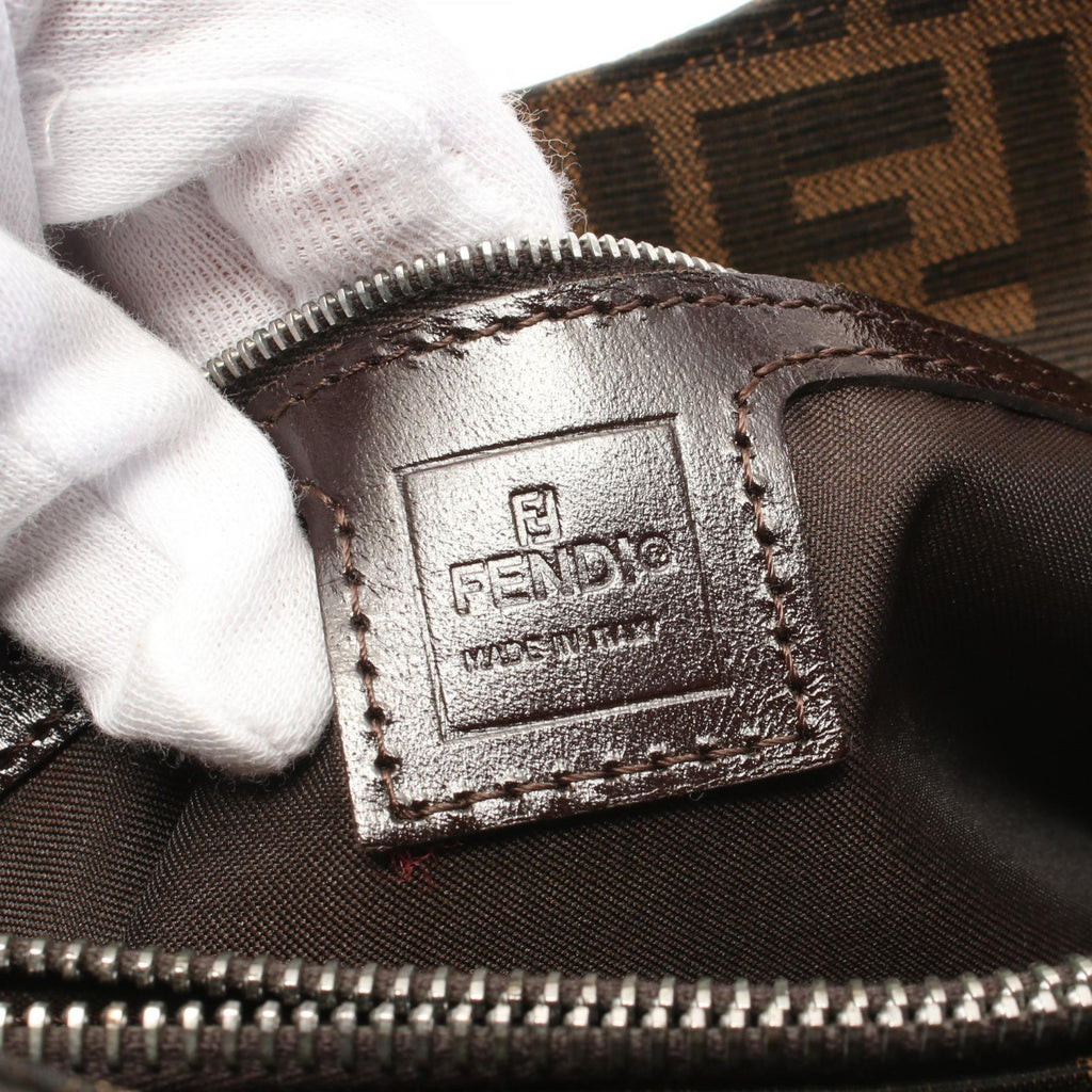 Fendi Zucca Canvas Leather Shoulder Bag