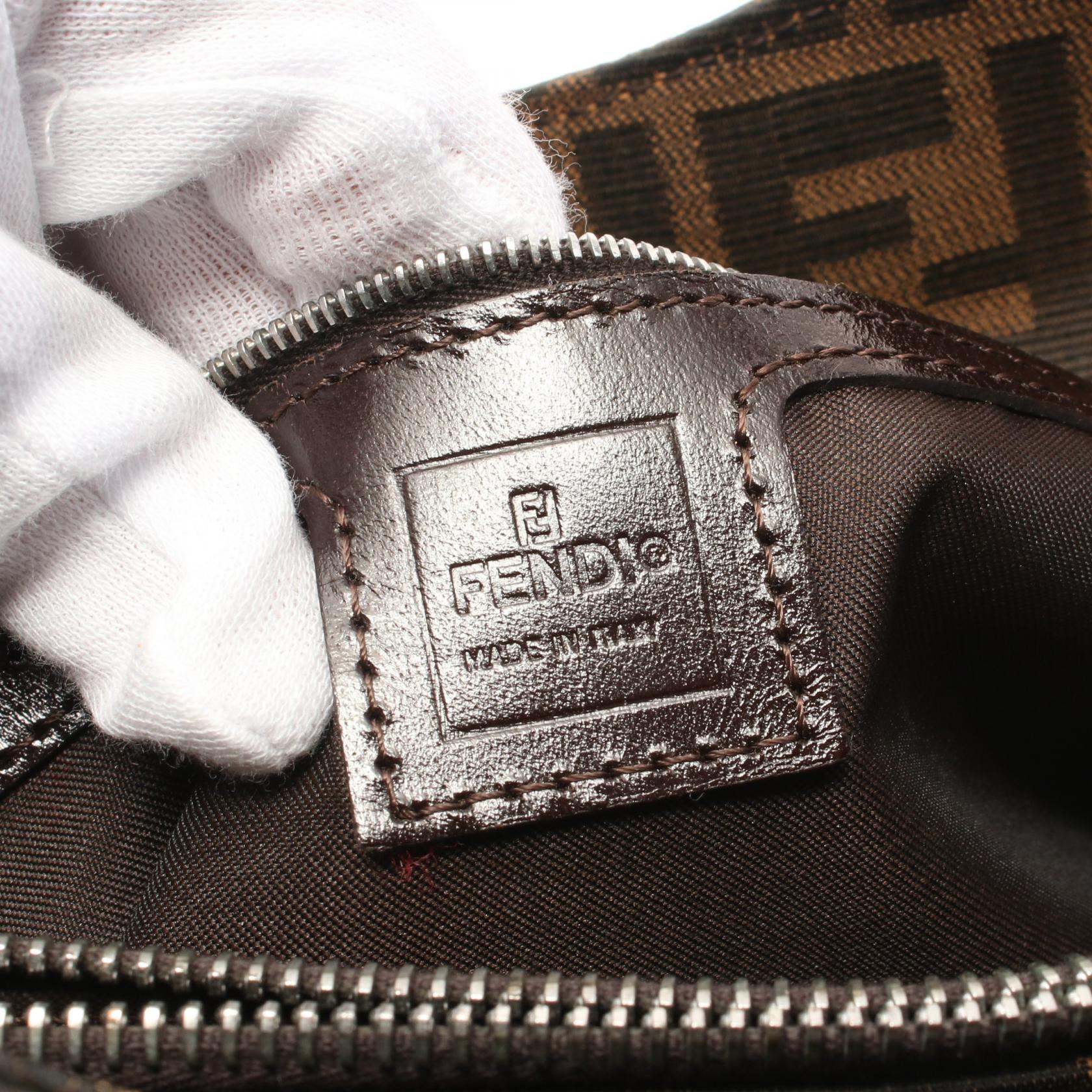 Fendi Zucca Canvas Leather Shoulder Bag