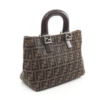 Fendi Zucca Canvas Leather Tote Bag